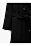 Belted Double-Breasted Long-Sleeved Buttoned Cashmere Coat - 3