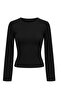 Women's Waist-Slit Crew Neck Gathered Blouse - 5
