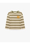 Printed Cotton Crew Neck Long Sleeve Oversize Striped T-Shirt