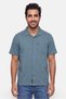 Men Regular Fit Textured Short Sleeve Casual Shirt, Teal Green