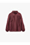 Long Sleeve Tie-Up Stand Collar Oversized Blouse - 5