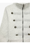 Embroidered Buttoned Stand Collar Long Sleeve Zippered Napoleon Jacket - 3