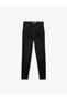 High Waist Buttoned Pocketed Cotton Slim Fit Denim Trousers - Skinny Push up Fit Jean - 2