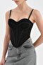 Women's Tulle Fabric Corset with Inner Lining and Underwire Design - 6