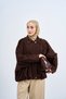 Women's Hidden Zipper Bat Sleeve Epaulet Jacket Brown - 4