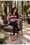 Women's Striped Polo Collar Sweater in Powder-Brown Color - 8