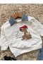 Baby Boy Dog Print Sweatshirt with Detachable Collar and Denim Pants 2-Piece Set - 2