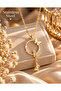 Gold Color Zircon Stone Butterfly Detailed Round Design Steel Necklace