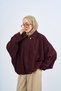 Women's Hidden Zipper Bat Sleeve Epaulet Jacket Burgundy - 2