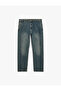 Cotton Pocketed Regular Waist Vintage Straight Fit Jean Trousers
