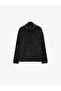 Long Sleeve Stitched Detail Snap Collar Fleece Sweatshirt