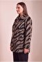 Leopard Patterned Unlined Large Size Cashmere Coat Brown - 2