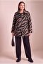 Leopard Patterned Unlined Large Size Cashmere Coat Brown - 3