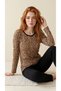 Leopard Patterned Crew Neck Viscose Women's Long Sleeve Pajama Set - 2
