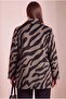 Leopard Patterned Unlined Large Size Cashmere Coat Brown - 5