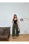 New Season Woven Fabric Front Detail Bridged Buttoned Wide Leg Palazzo Pants - 2