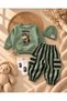 Baby Boy Printed Sweatshirt Pants Beanie Socks 4-Piece Set