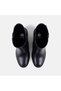 Women's Black Double Belt Buckle Thick Heeled Leather Boots - 6