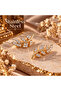 Gold Color Leaf Pattern Steel Earrings with Zircon Stone