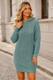 Women's Hooded Long Sleeve Woven Detailed Soft Textured Stylish Casual Mint Mini Knitwear Dress Tunic - 7