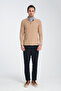Blum Men's Beige Waffle Patterned Regular Fit Polo Collar Sweatshirt - 6
