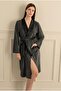 Women's Long Sleeve Velvet Anthracite Long Dressing Gown C4T3N081