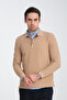 Blum Men's Beige Waffle Patterned Regular Fit Polo Collar Sweatshirt - 4