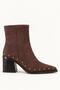 Fabiola Brown Suede Women's Daily Stylish Elegant Pointed Heeled Studded Detailed Stretch Form Zippered Thick Boots Bootie - 3