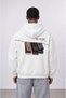 Men's Carpet Patch Detailed Oversize Hoodie Ecru