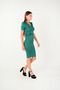 Scuba fabric belt detailed pencil dress - emerald green - 2
