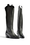 Z654182303 Black Genuine Leather Thick Heeled Cowboy Model Women's Boots - 7