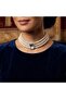Women's 3 Row Majorca Pearl Rectangular Baguette Stone Wedding Dress, Wedding and Evening Choker - 2