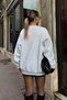 Gray Enjoy Lace Trimmed Women's Sweatshirt with Cotton Inside - 5