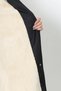 Women's Black Plus Size Long Coat with Beige Plush Fur, Detachable Hood, Drawstring Waist and Pockets - 5