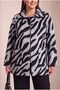 Leopard Patterned Unlined Large Size Cashmere Coat Gray