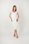 Double Fabric Sleeves 3D Floral Pencil Dress - White