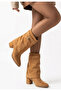 Zrne-b02 premium tan suede heeled boot 6.5 cm - 4