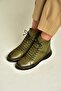 Z999100903 Green Genuine Leather Comfortable Fit Women's Boots - 2