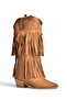 Z726107102 Tan Suede Thick Heeled Tasseled Women's Boots - 6