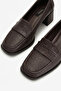Pearl Women's Brown Genuine Leather Lined 5 cm Thick Heeled Loafer Shoes - 4
