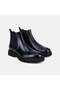 Men's Black Elastic Leather Chelsea Boots