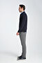 Ottoman Men's Navy Blue Patterned Regular Fit Non-Curling Collar Polo Collar Sweatshirt - 6