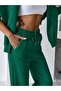 Women's Green Baggy Wide Leg Sweatpants - 2