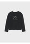 Boy's Printed Long Sleeve T-Shirt Black 7048 - 2