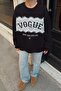 Black Enjoy Lace-Trimmed Women's Sweatshirt with Cotton Interior - 4