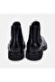 Men's Black Elastic Leather Chelsea Boots - 5