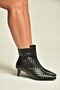 Z676588909 Black Knitted Detailed Kitten Heeled Ankle-Length Women's Boots - 2