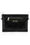 Women's Faux Leather Adjustable Crossbody and Hand Strap Portfolio, Clutch Bag S-1360 Black Crocodile - 5