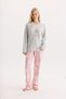 100% Cotton Fabric Long Sleeve Floral Patterned Pajama Set 27203-27204 - 2