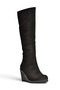 Z361297402 Black Suede Wedge Sole Women's Boots - 5